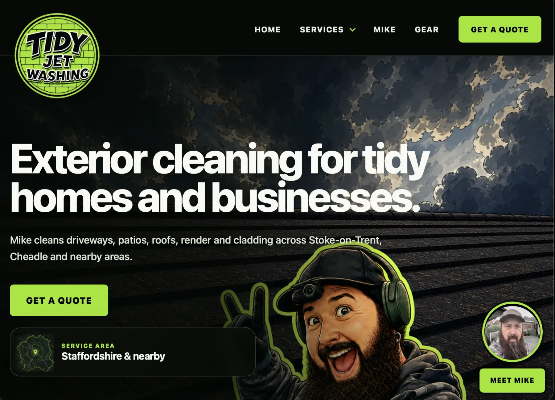 Tidy Jet Washing homepage